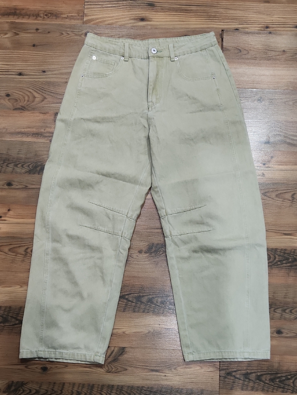 Barrel Jeans Boho Slouchy Grunge Indie Festival Medium Light Green Fun Denim